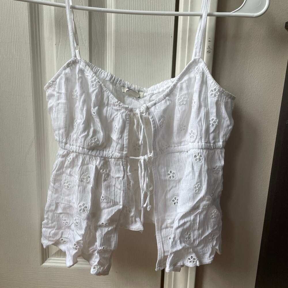 American Eagle White Tank Top w/ Tie Closures